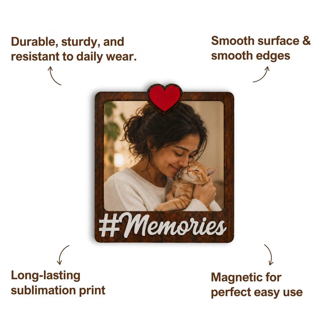 Wooden Personalized Memories Photo Fridge Magnet