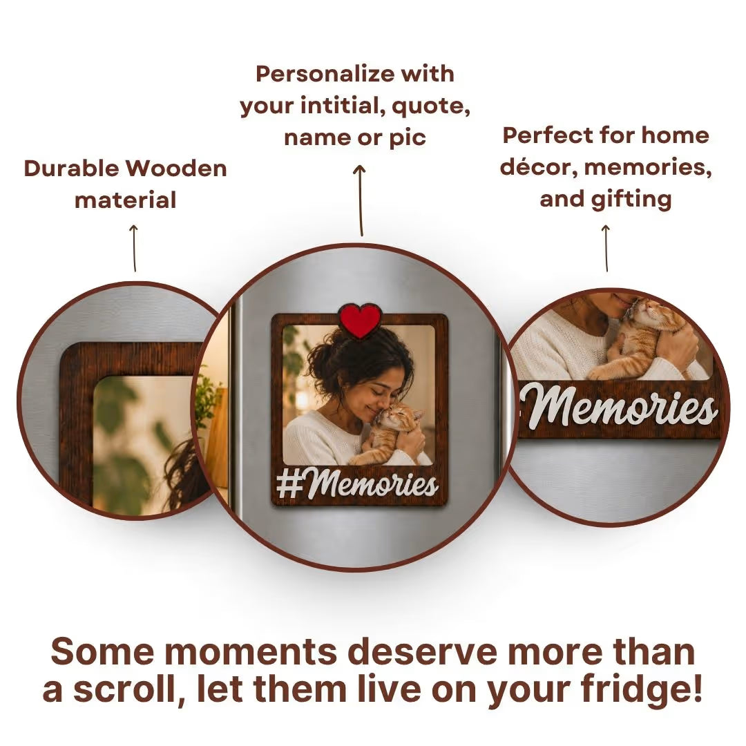 Wooden Personalized Memories Photo Fridge Magnet