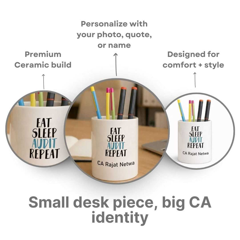 Customized Ceramic Pen Stand for Chartered Accountant