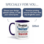Brother Sister Personalized Mug Dark Blue