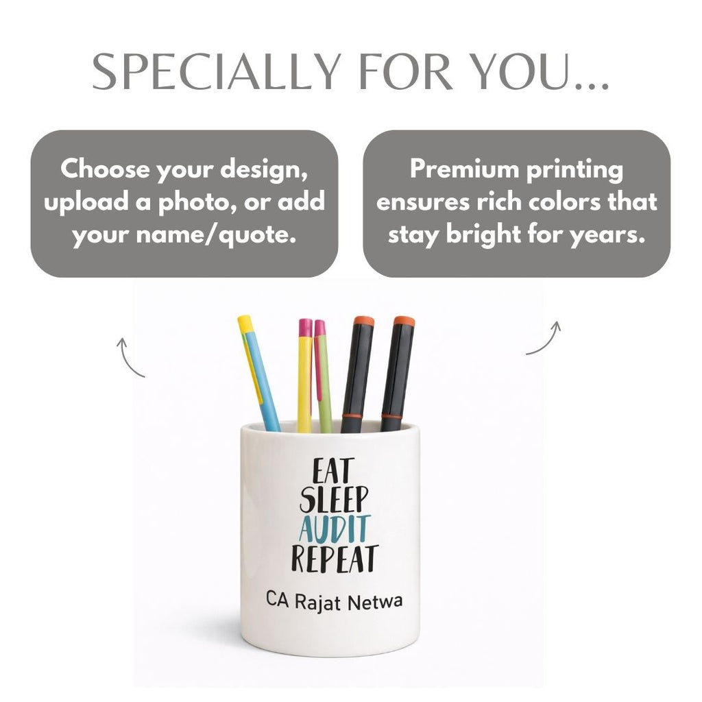 Customized Ceramic Pen Stand for Chartered Accountant