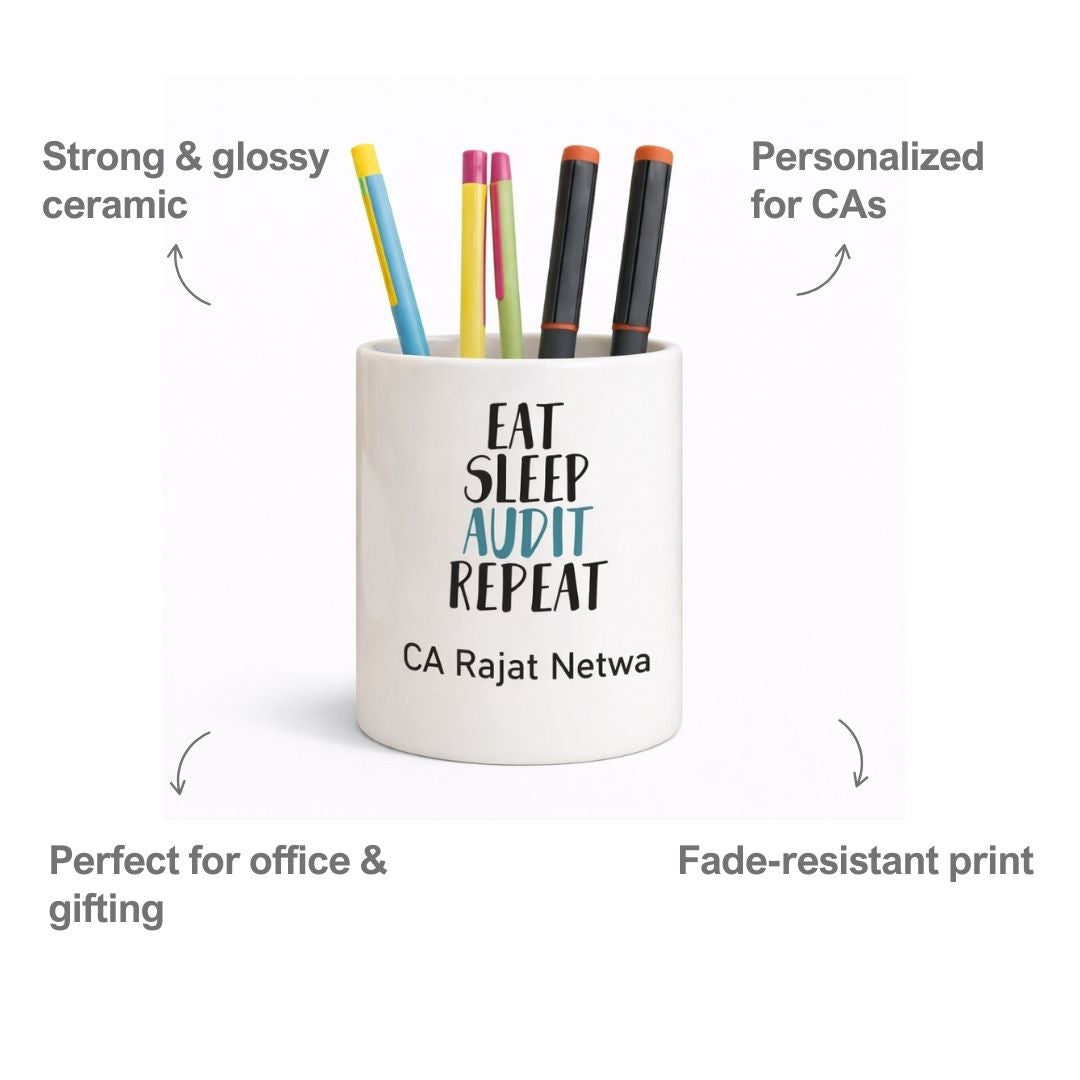 Customized Ceramic Pen Stand for Chartered Accountant