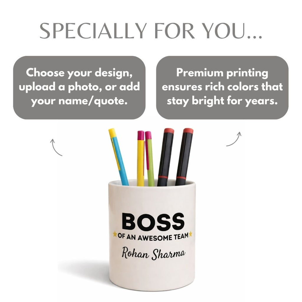 Photo Ceramic Customized Boss Pen Stand