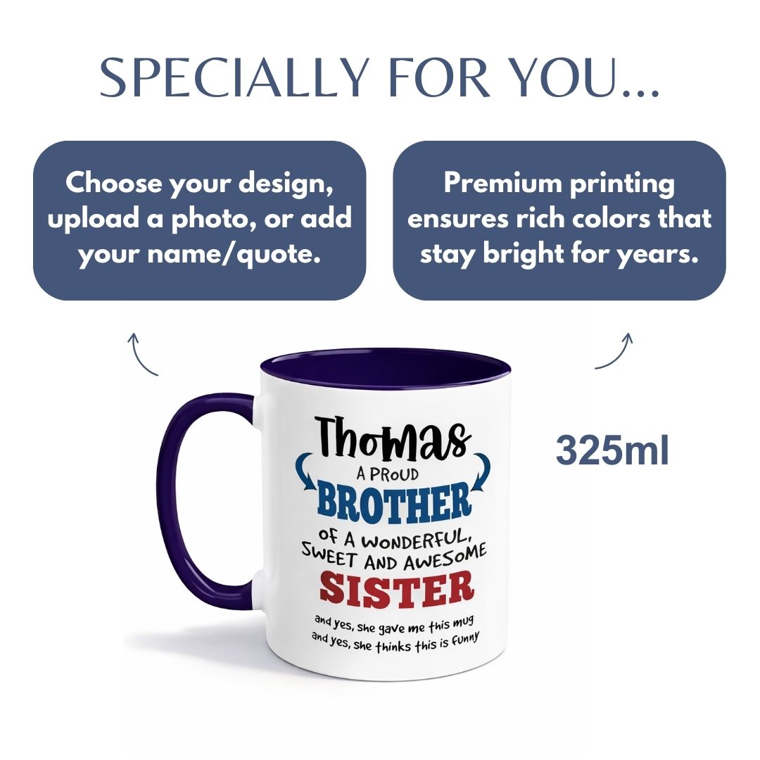 Brother Sister Personalized Mug Dark Blue