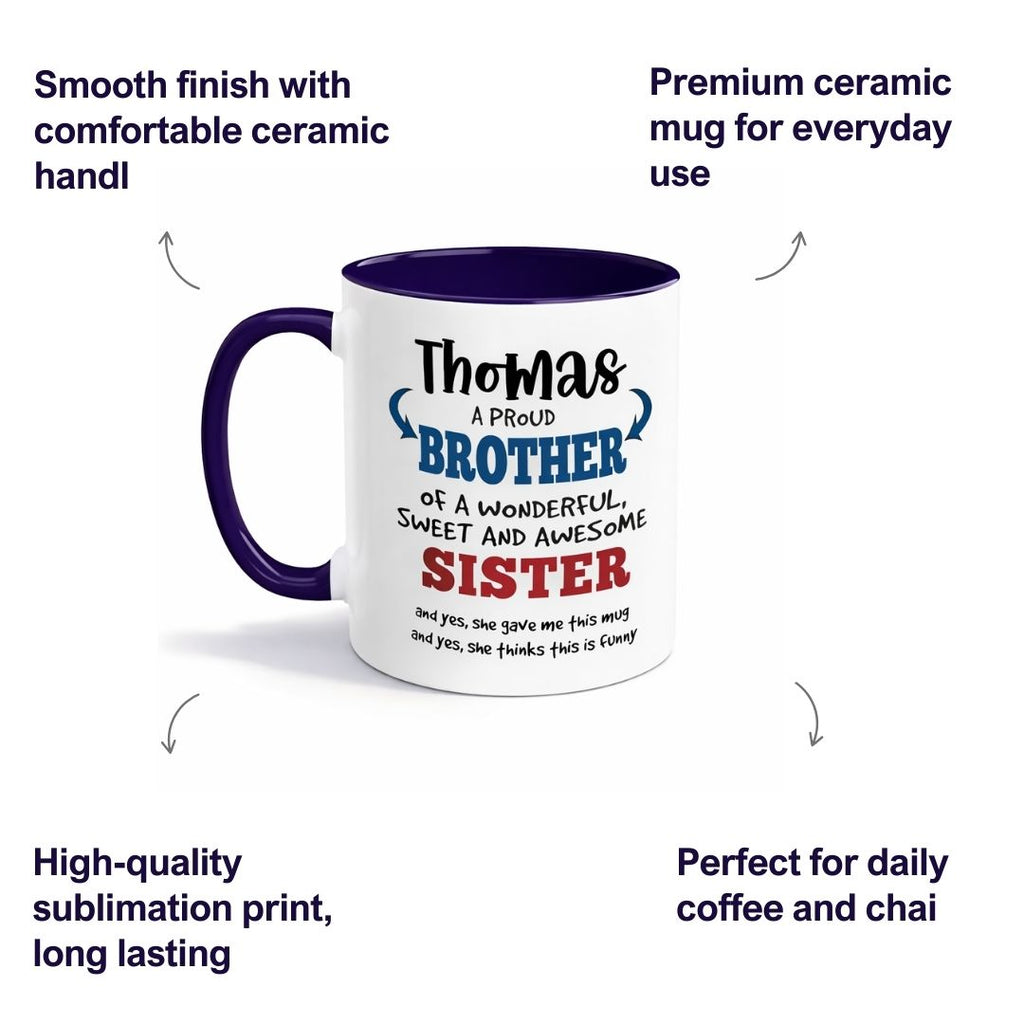Brother Sister Personalized Mug Dark Blue