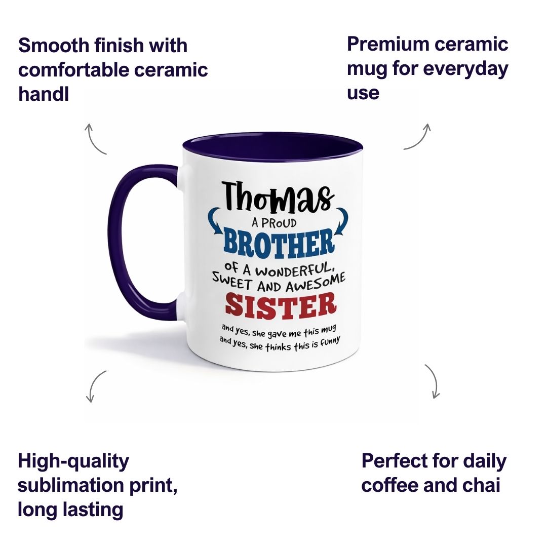 Brother Sister Personalized Mug Dark Blue