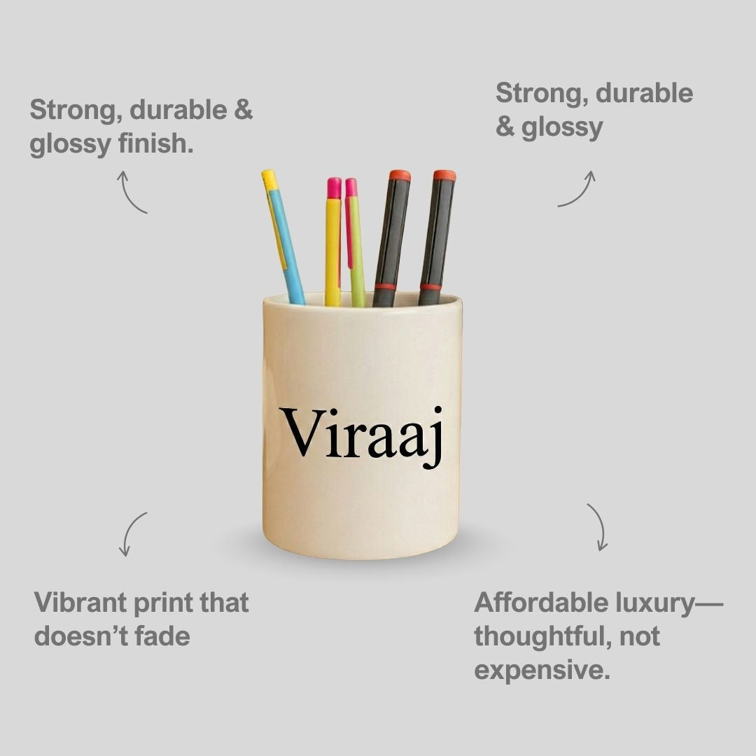 Customized Name Ceramic Pen Stand