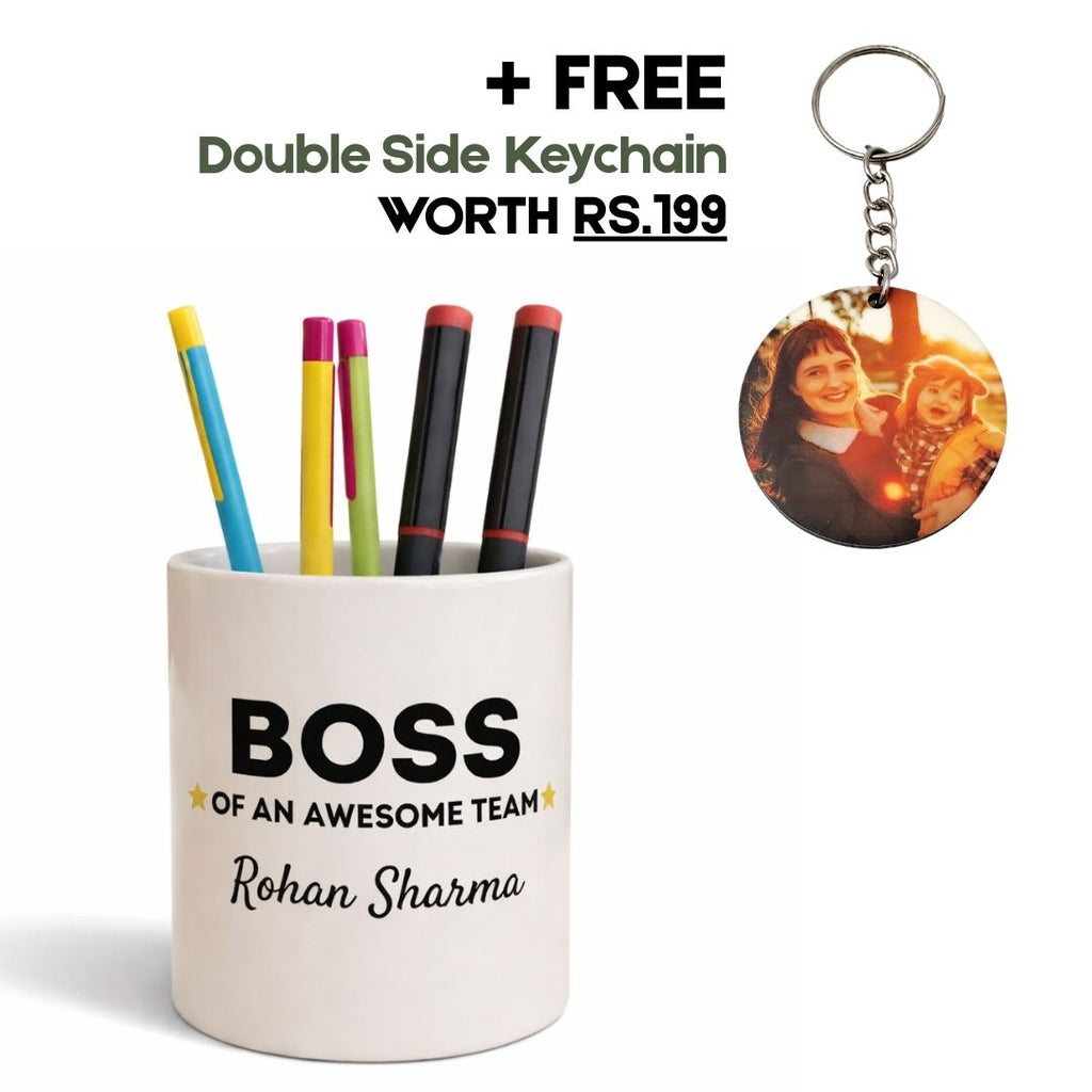 Photo Ceramic Customized Boss Pen Stand