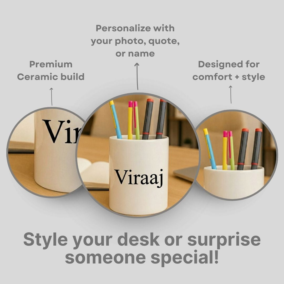 Customized Name Ceramic Pen Stand
