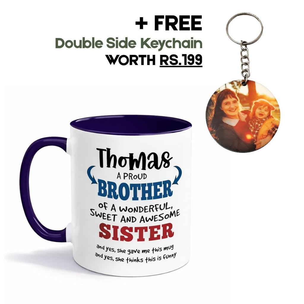 Brother Sister Personalized Mug Dark Blue