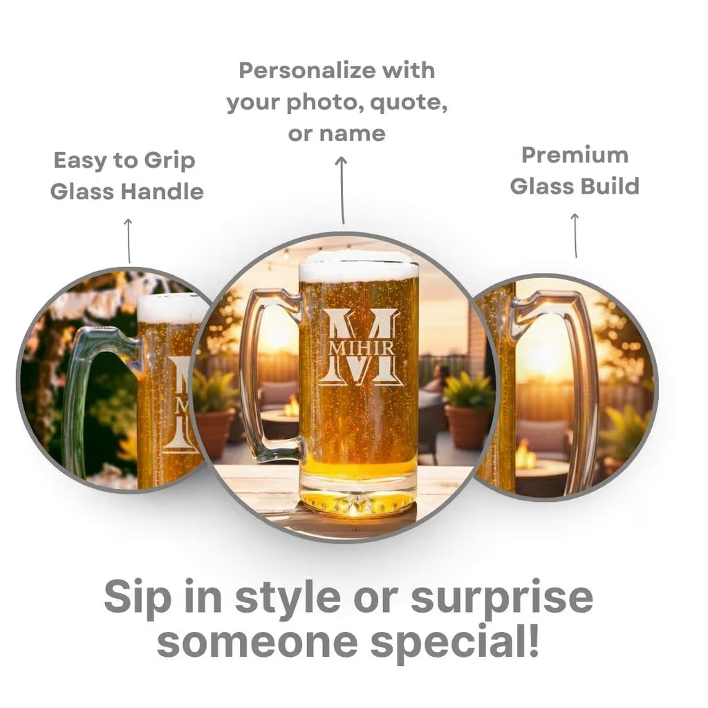 Customized Name & Initial Glass Beer Mug