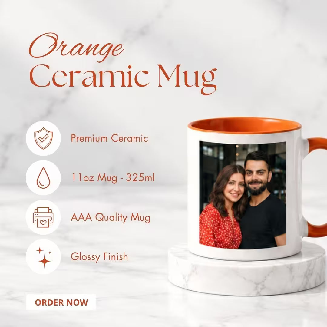 Orange Ceramic Customized Photo Mug