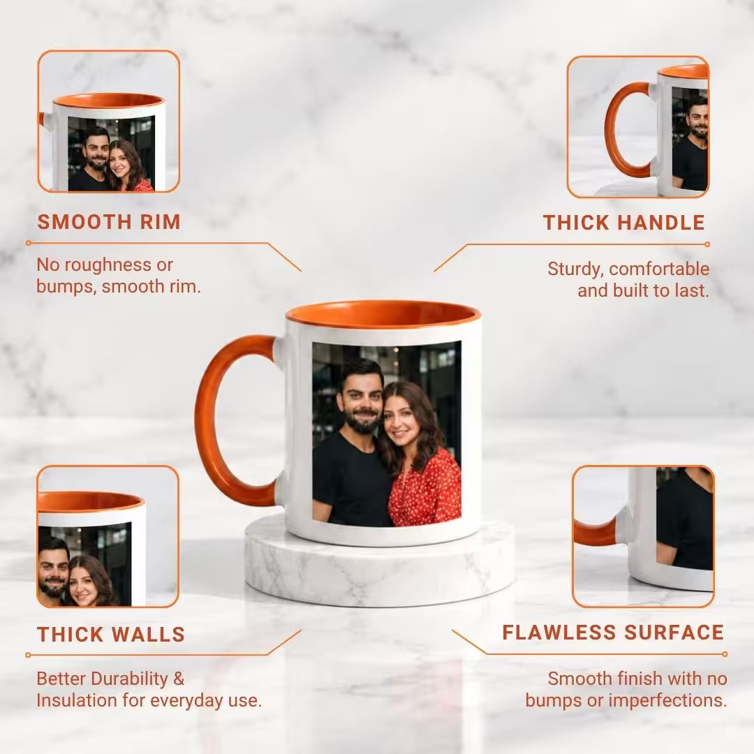 Orange Ceramic Customized Photo Mug