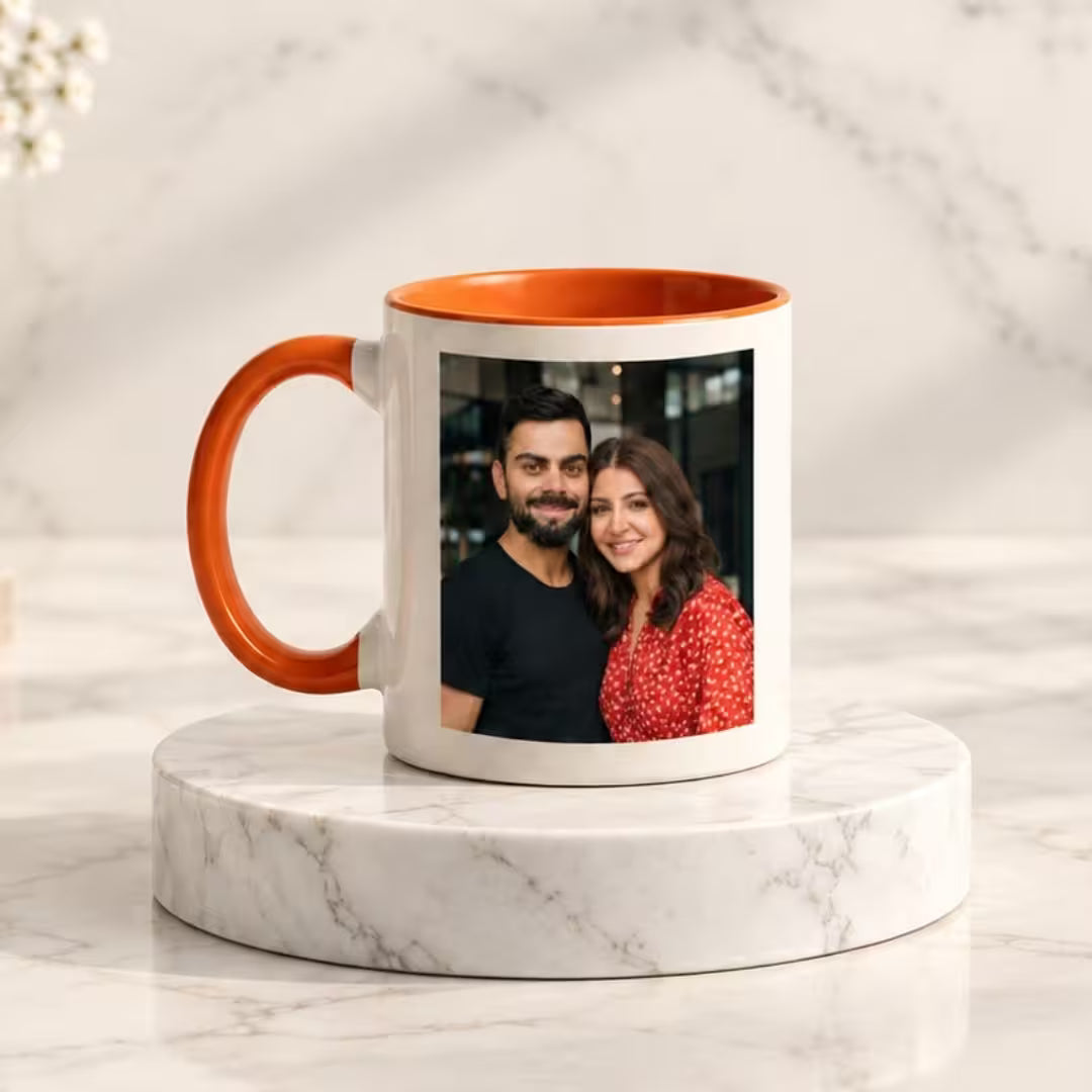 Orange Ceramic Customized Photo Mug