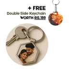 Customized Photo Hexagon Metal Keychain for Husband