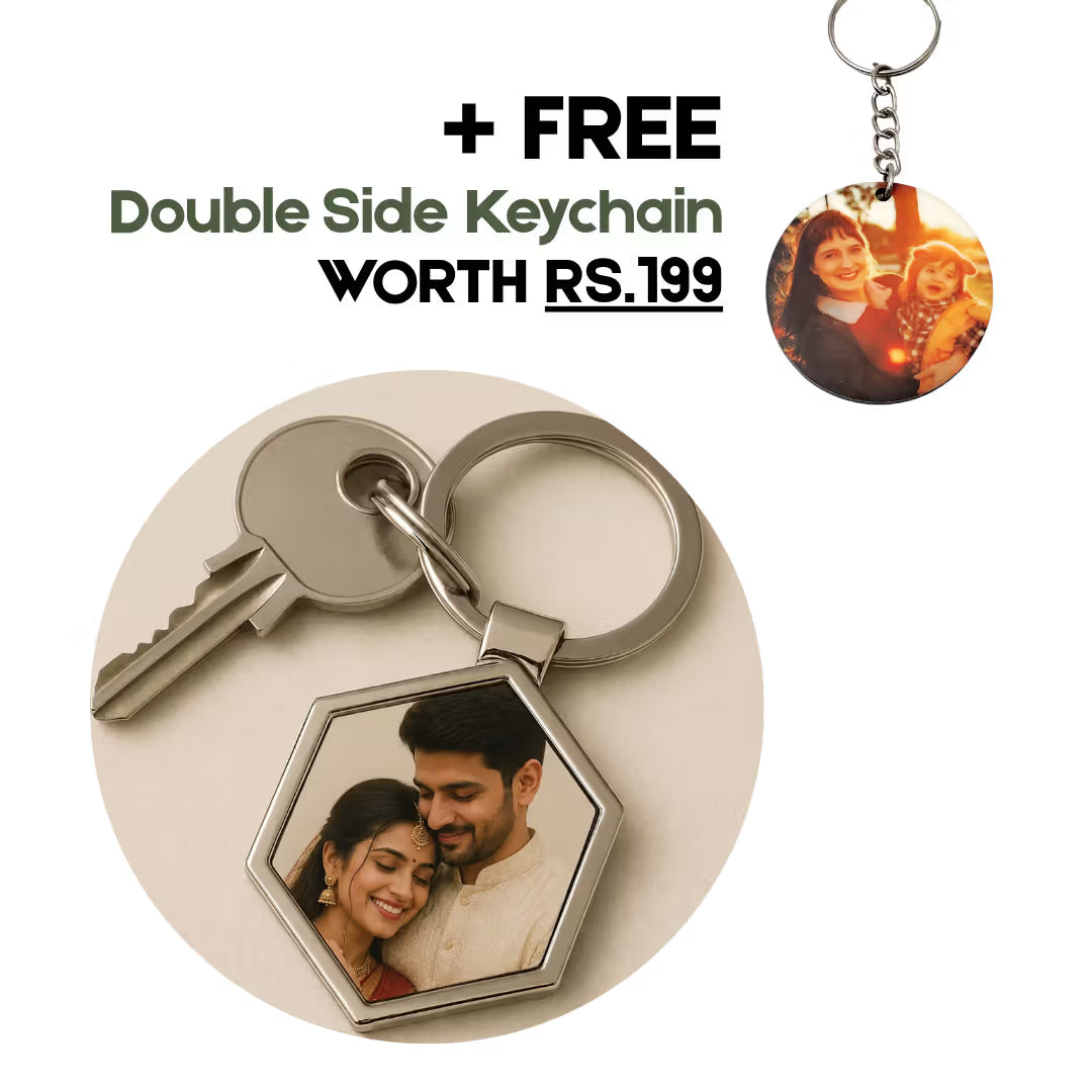 Customized Photo Hexagon Metal Keychain for Husband