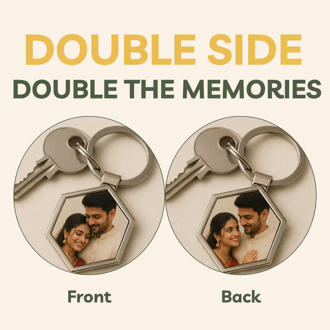 Customized Photo Hexagon Metal Keychain for Husband