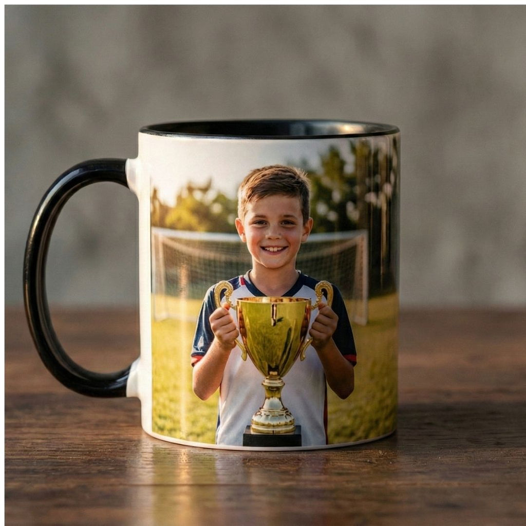 Black Ceramic Photo Coffee Mug