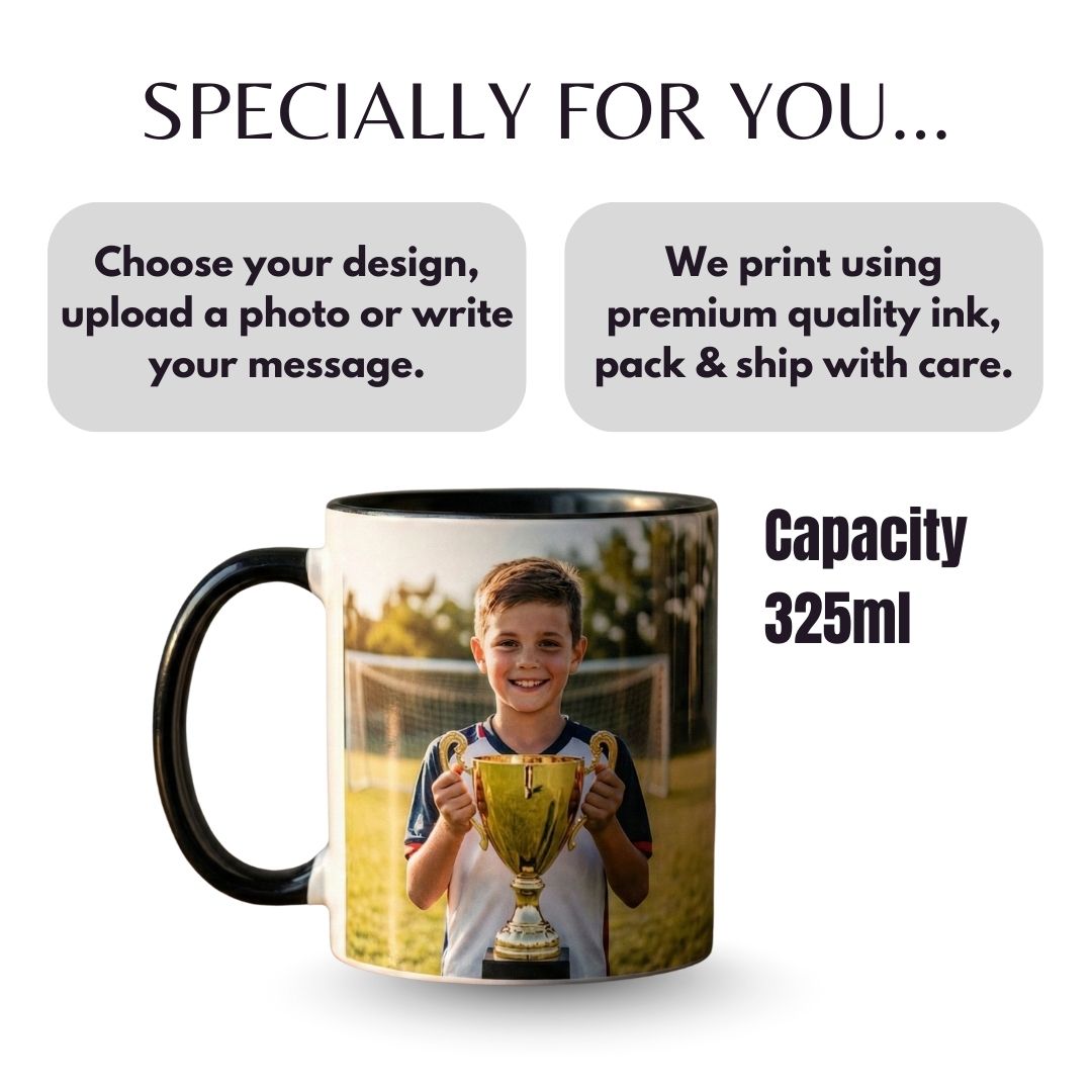 Black Ceramic Photo Coffee Mug
