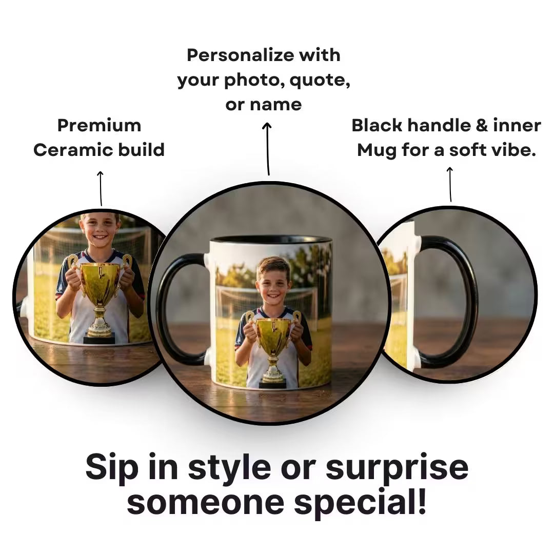 Black Ceramic Customized Photo Coffee Mug