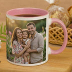 Customized 11oz Pink Handle Photo Mug