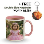 Customized 11oz Pink Handle Photo Mug
