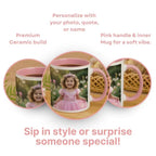 Customized 11oz Pink Handle Photo Mug