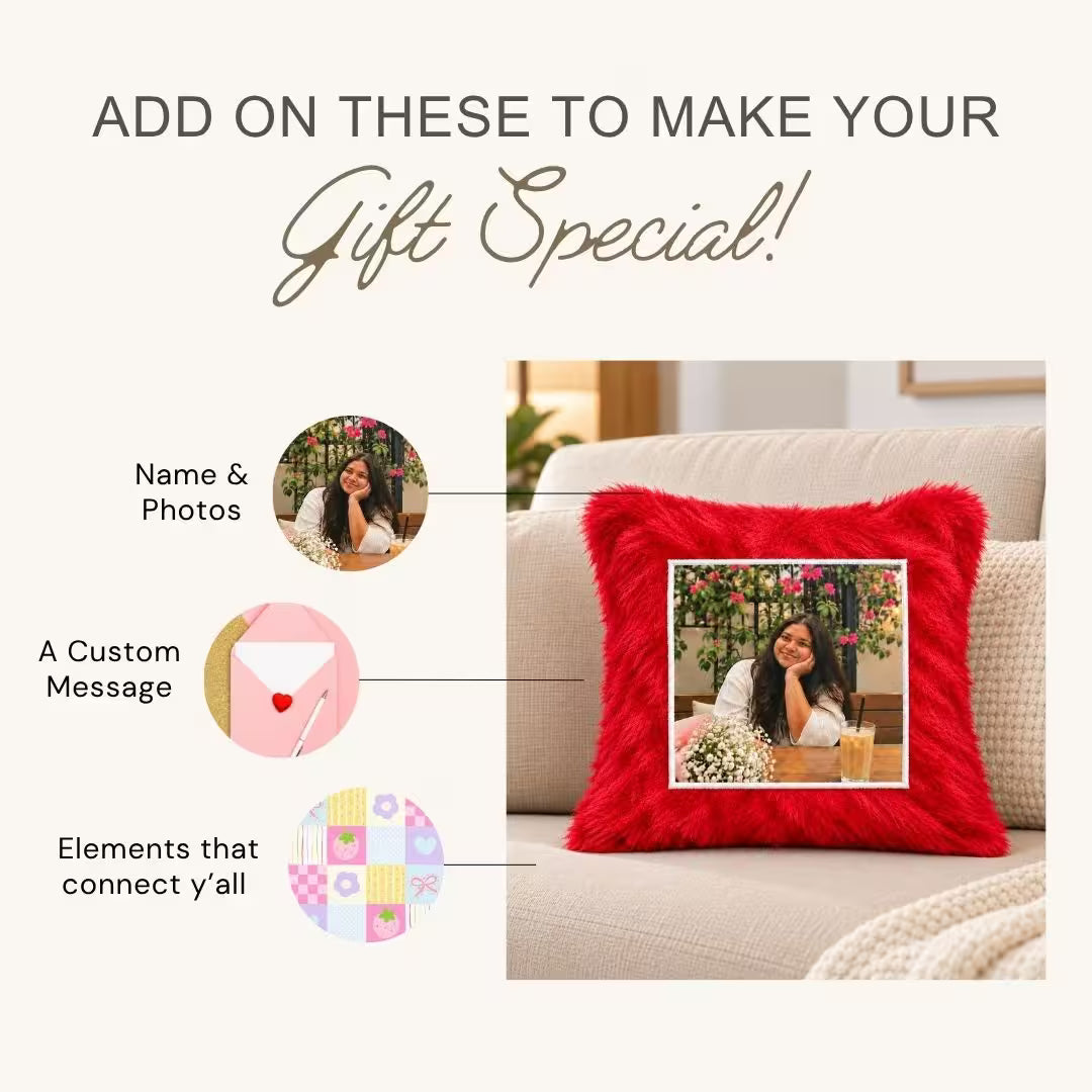 Red Square Customized Furr Photo Pillow