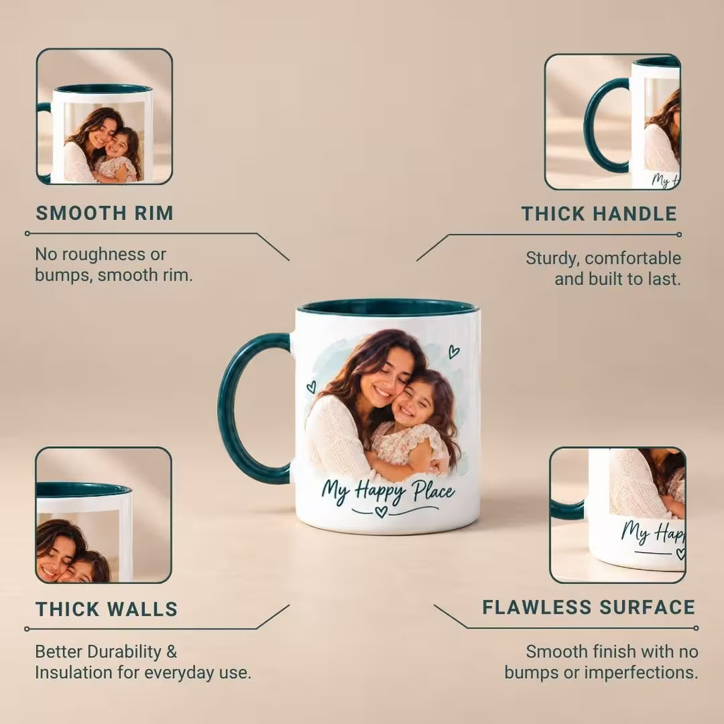 Teal Ceramic Customized Photo Mug