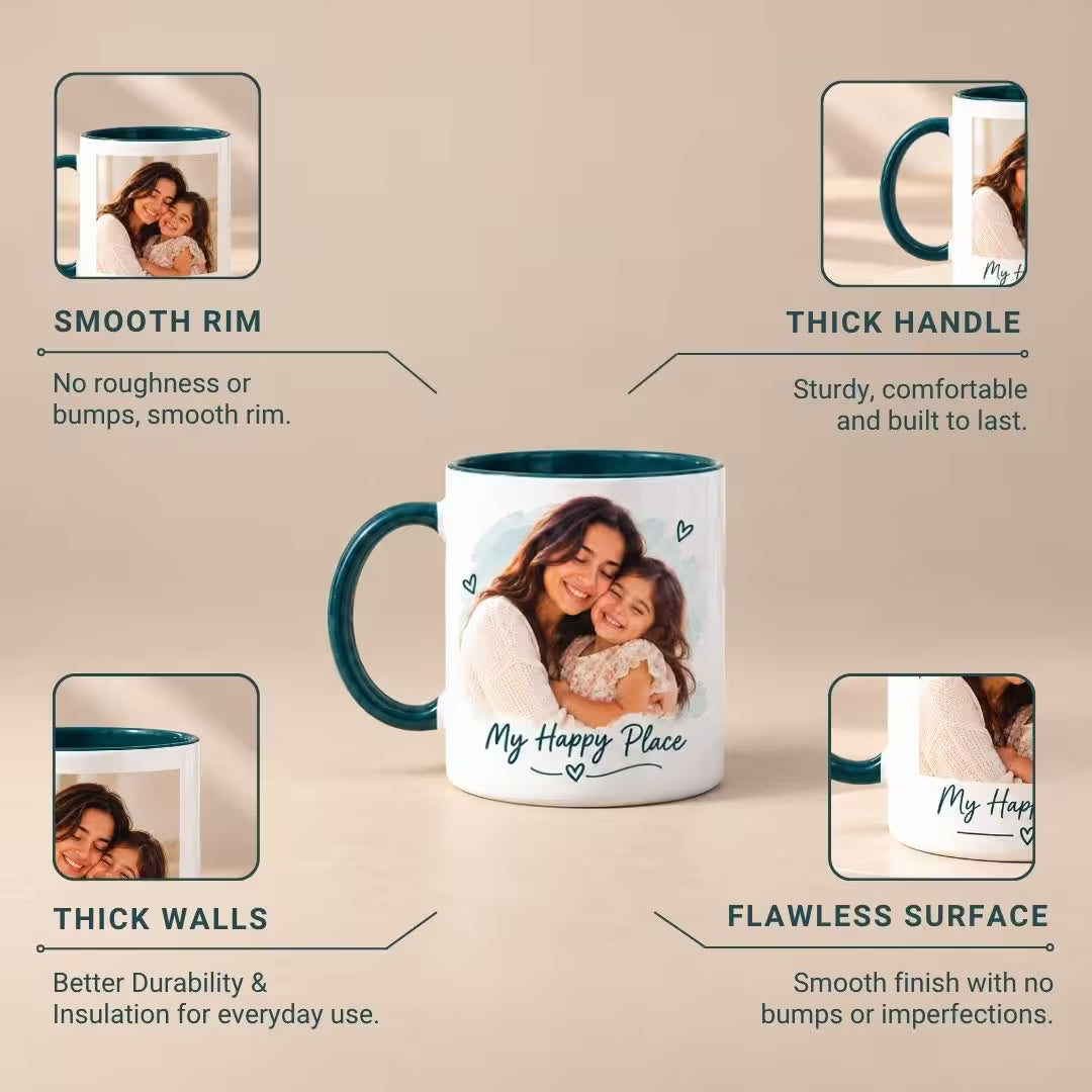 Teal Ceramic Customized Photo Mug