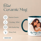 Teal Ceramic Customized Photo Mug