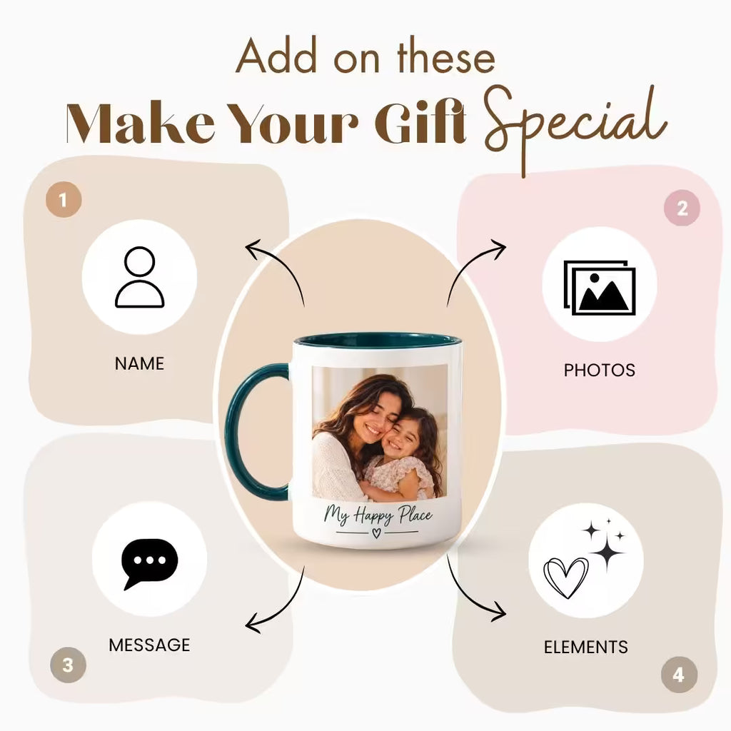 Teal Ceramic Customized Photo Mug