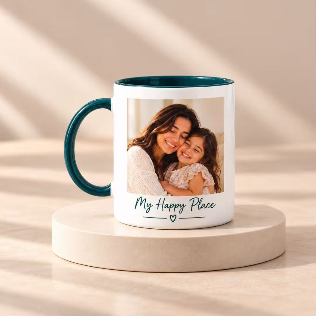 Teal Ceramic Customized Photo Mug
