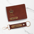 Customized Vegan Leather Simple Wallet & Keychain Set for Dad