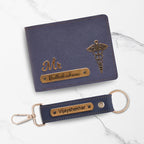 Customized Vegan Leather Simple Wallet & Keychain Set for Dad