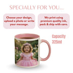 Customized 11oz Pink  Handle Photo Mug