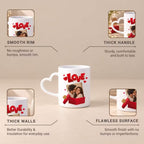 Customized White Heart Handle Ceramic Photo Mug