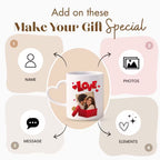 Customized White Heart Handle Ceramic Photo Mug