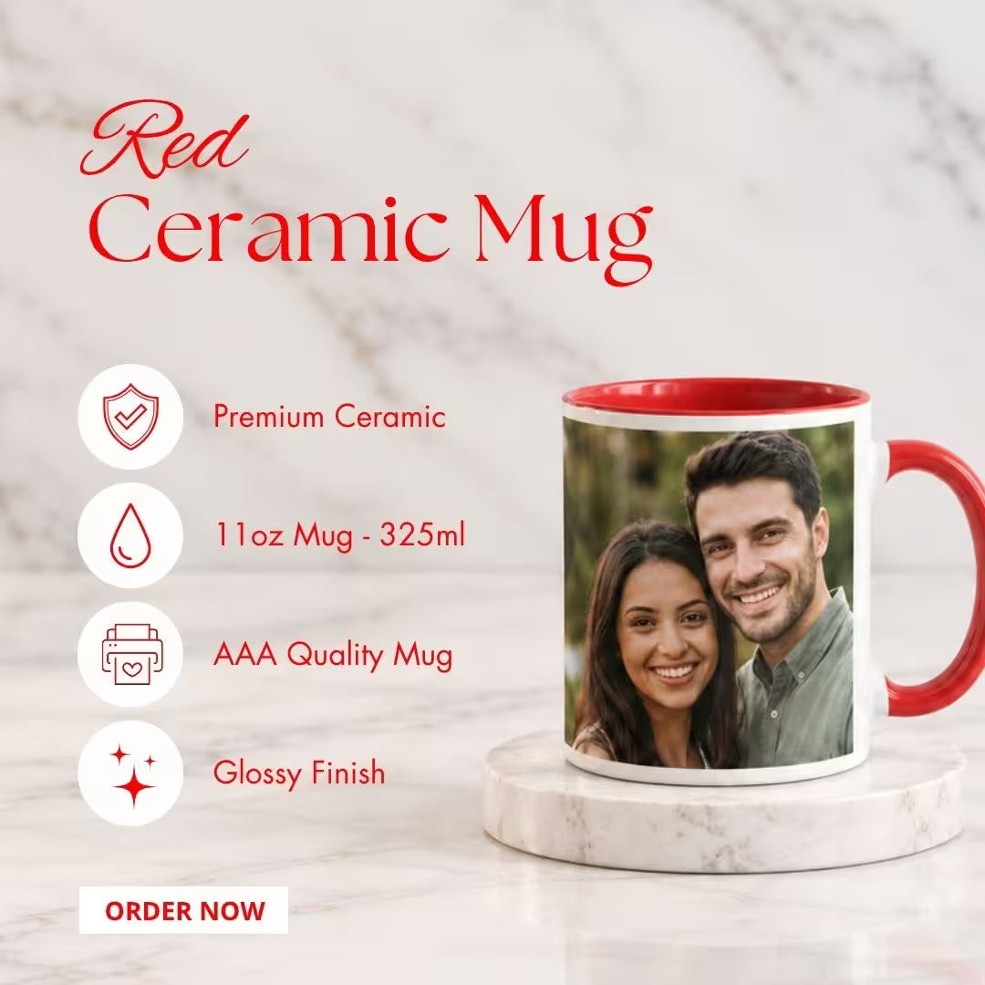 Red Ceramic Customized Photo Mug