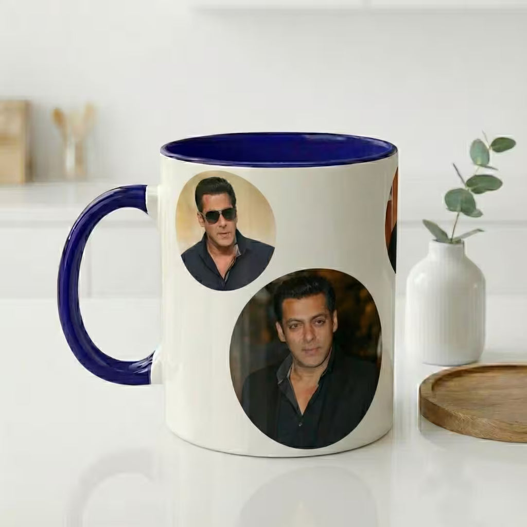 Dark Blue Ceramic Customized Photo Mug