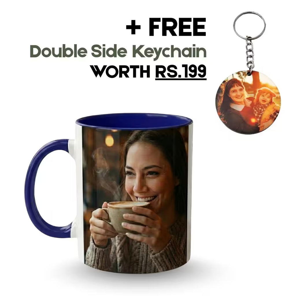 Dark Blue Ceramic Customized Photo Mug