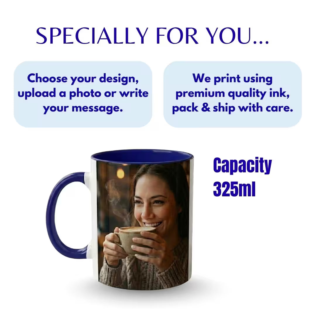 Dark Blue Ceramic Customized Photo Mug