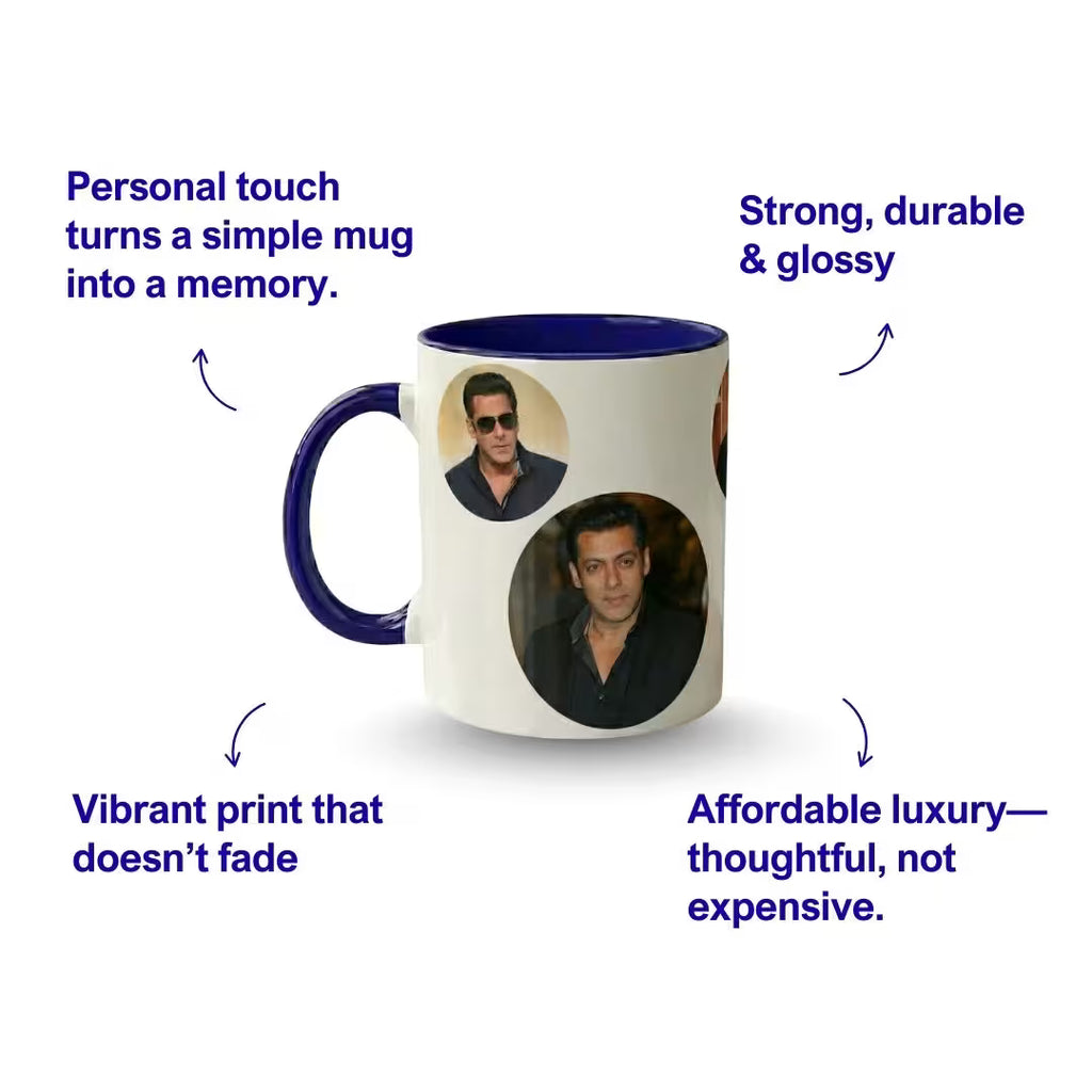 Dark Blue Ceramic Customized Photo Mug