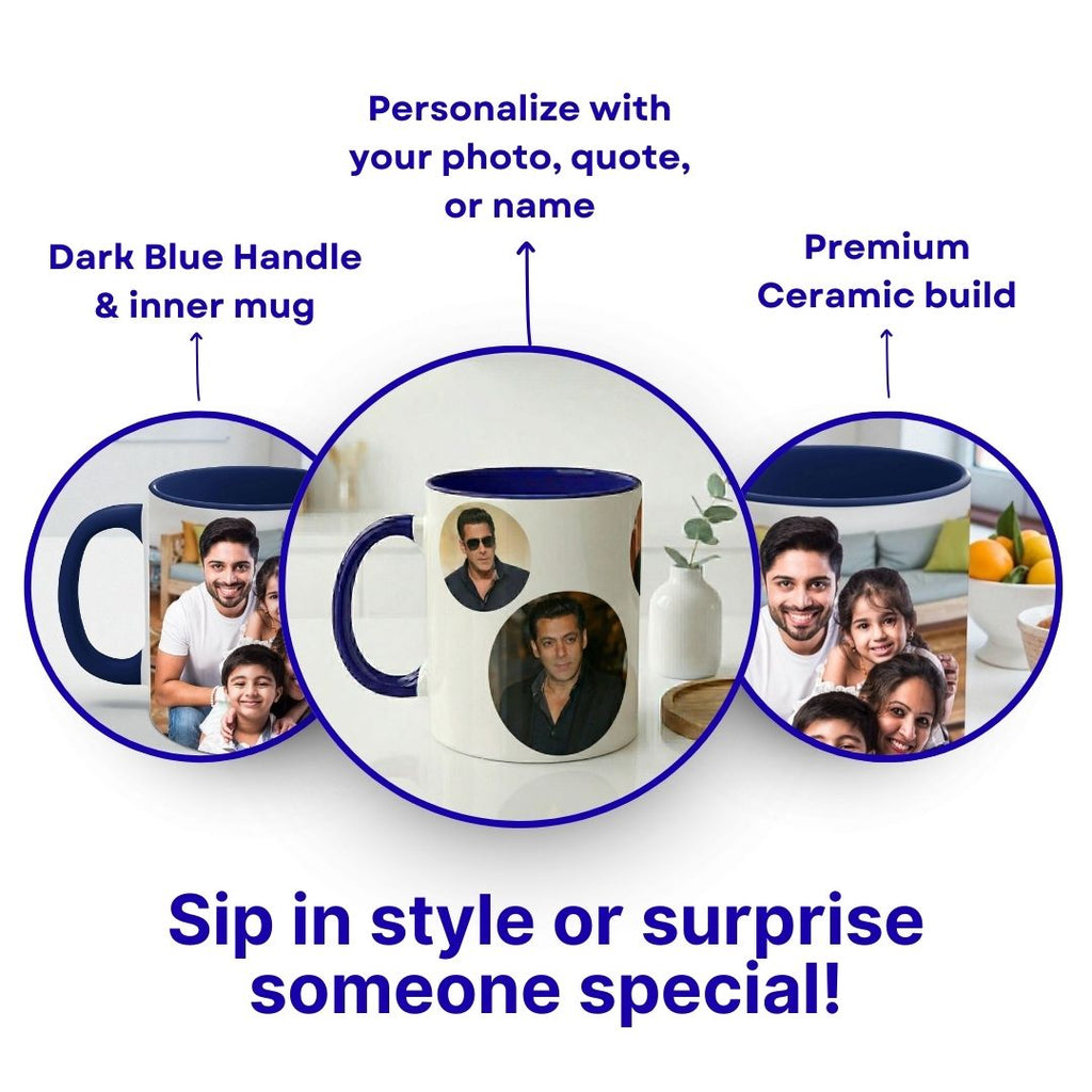 Dark Blue  Ceramic Customized Photo Mug
