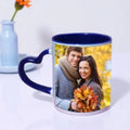 Dark Blue Heart Handle Ceramic Photo Mug