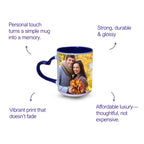 Dark Blue Heart Handle Ceramic Photo Mug