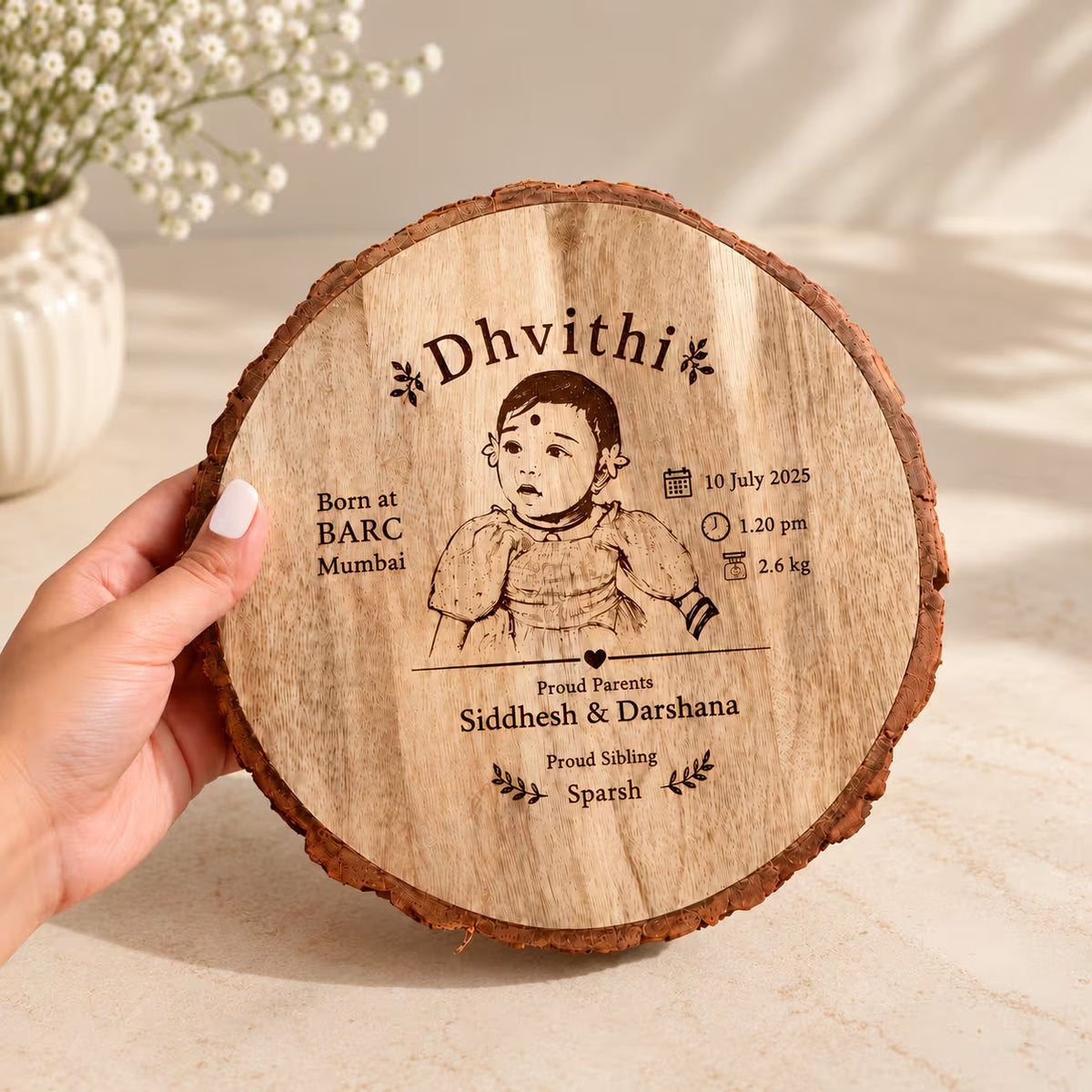 Custom Engraved Wooden Circle Plaque