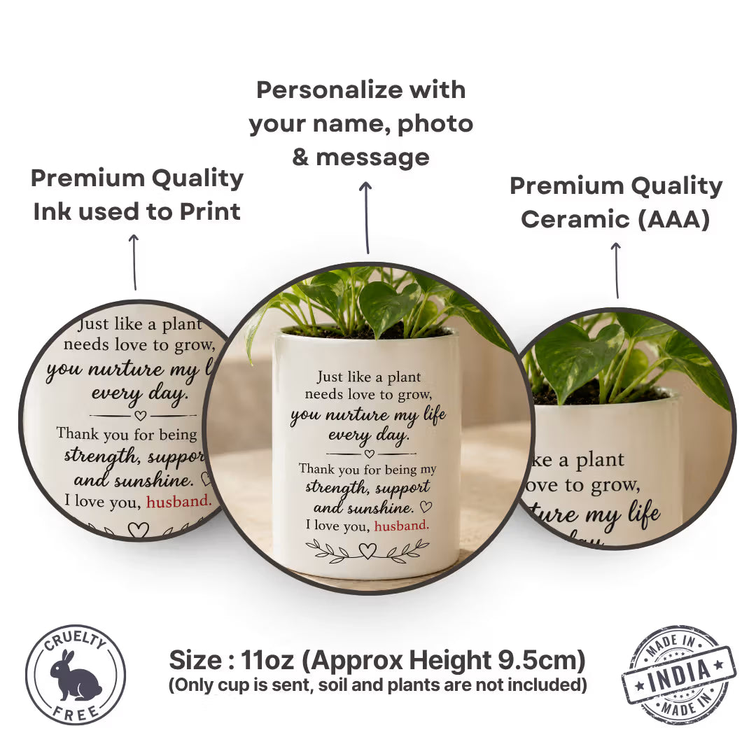 Flower Pot with Emotional Message for Husband