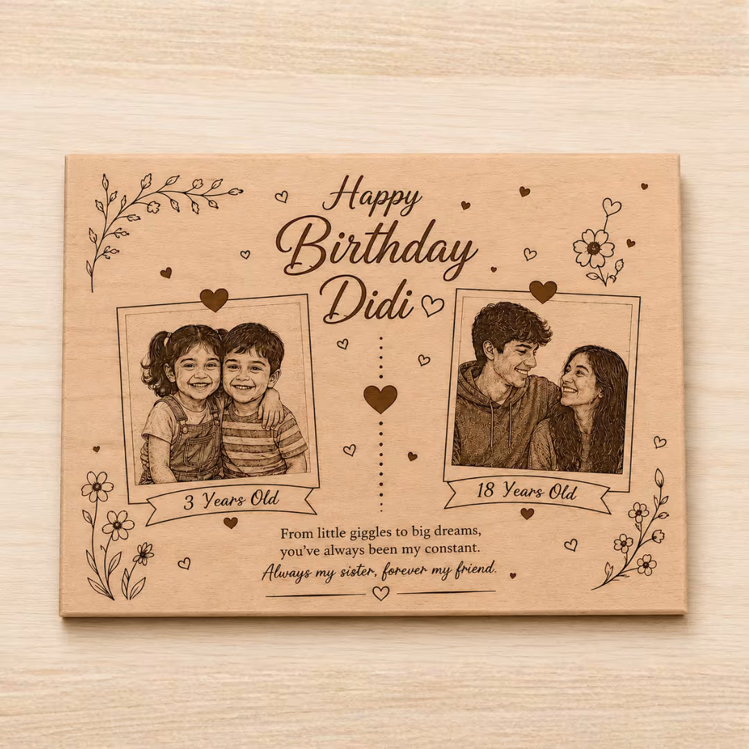Happy Birthday Photo Engraved Wooden Plaque