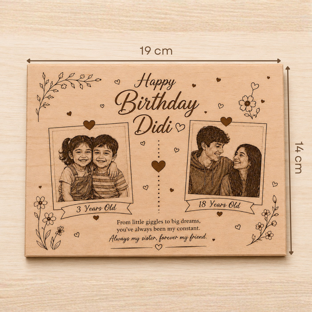 Happy Birthday Photo Engraved Wooden Plaque